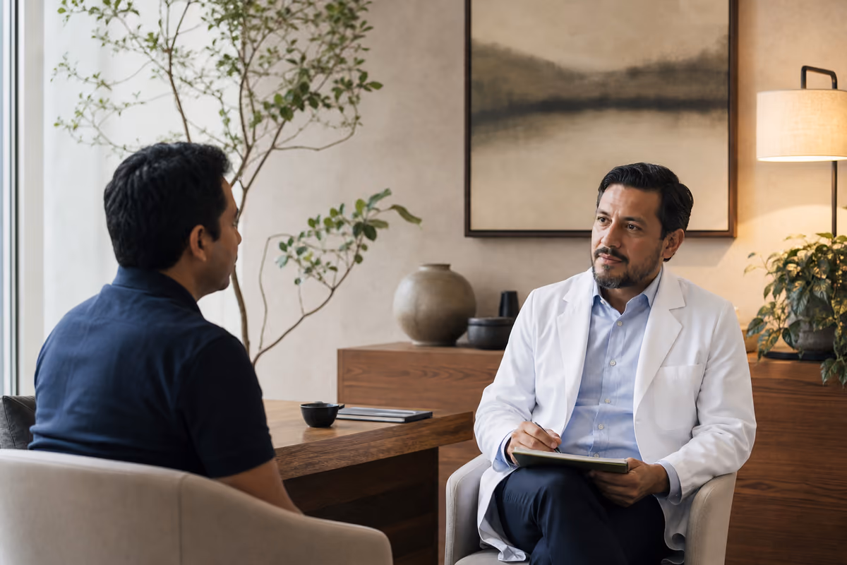 Escena editorial para Marketing digital para médicos: una guía basada en confianza