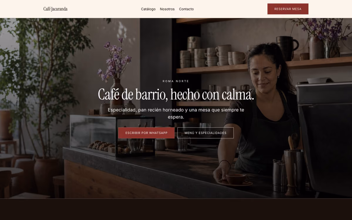 Café de barrio · editorial cálido